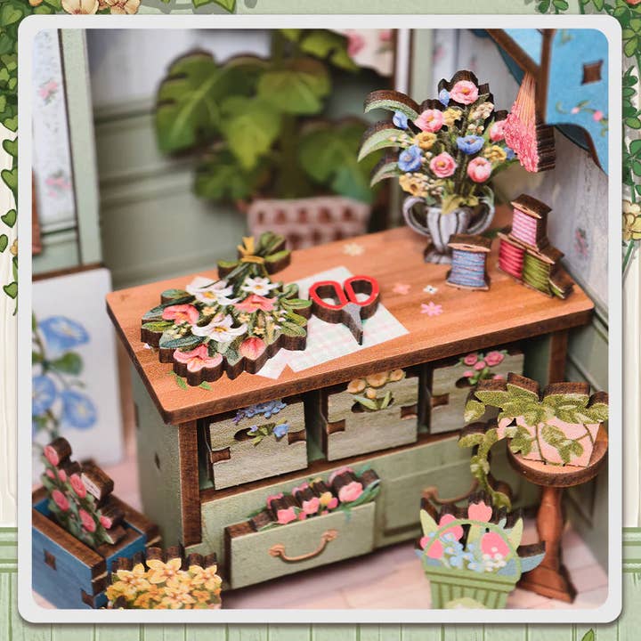 CHAMPS-ÉLYSÉES FLORIST 3-D WOODEN MINIATURE BOOK NOOK KIT