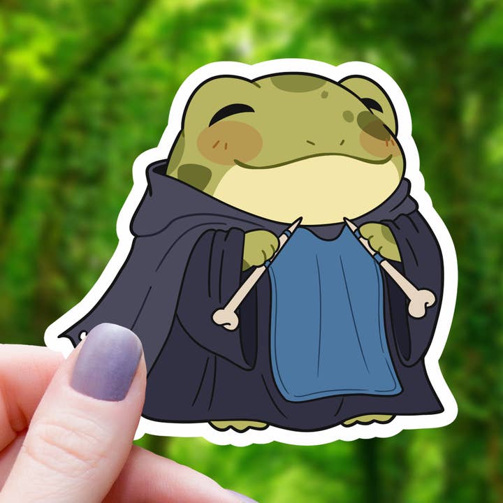 KNITTING NECROMANCER FROG STICKER