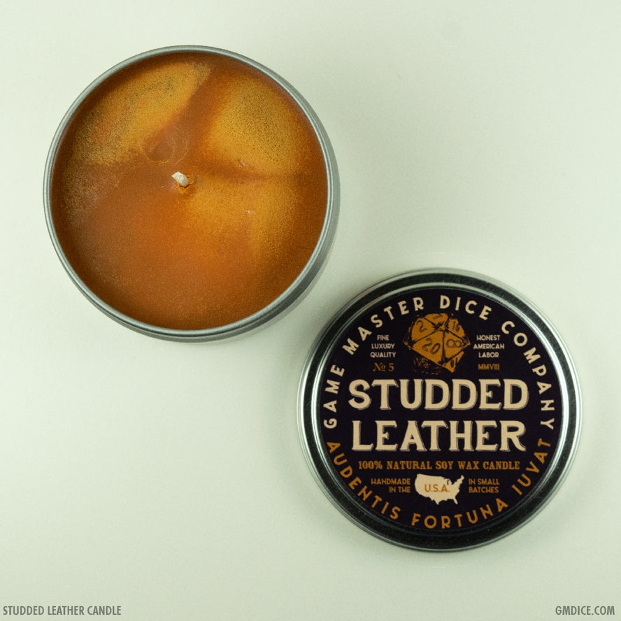 STUDDED LEATHER 8oz GAMING CANDLE
