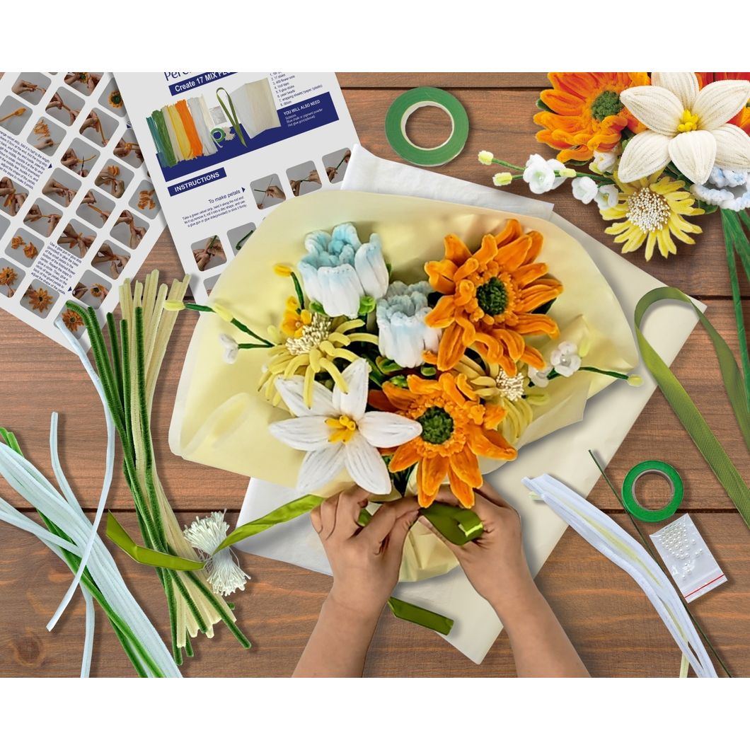 ORANGE MIX CHENILLE FLOWER KIT