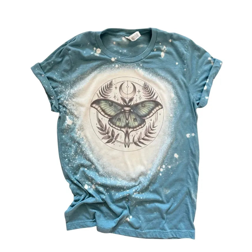 CELESTIAL LUNA MOTH BLEACHED T-SHIRT