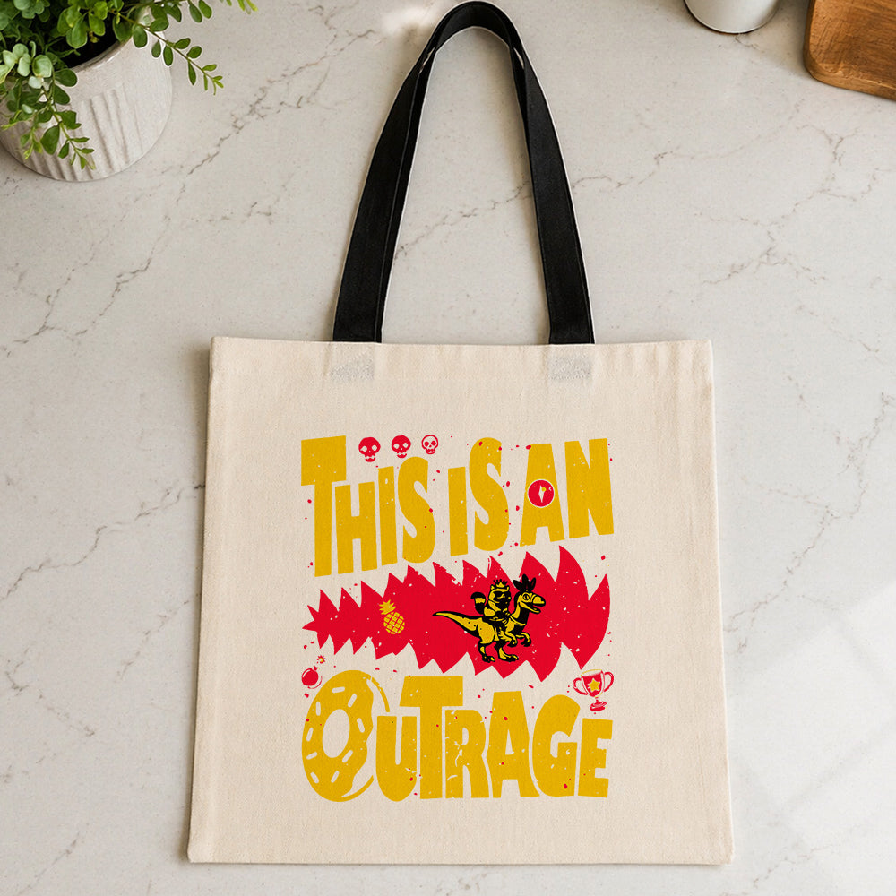 THIS IS AN OUTRAGE DUNGEON CRAWLER CARL BLACK HANDLE TOTE BAG