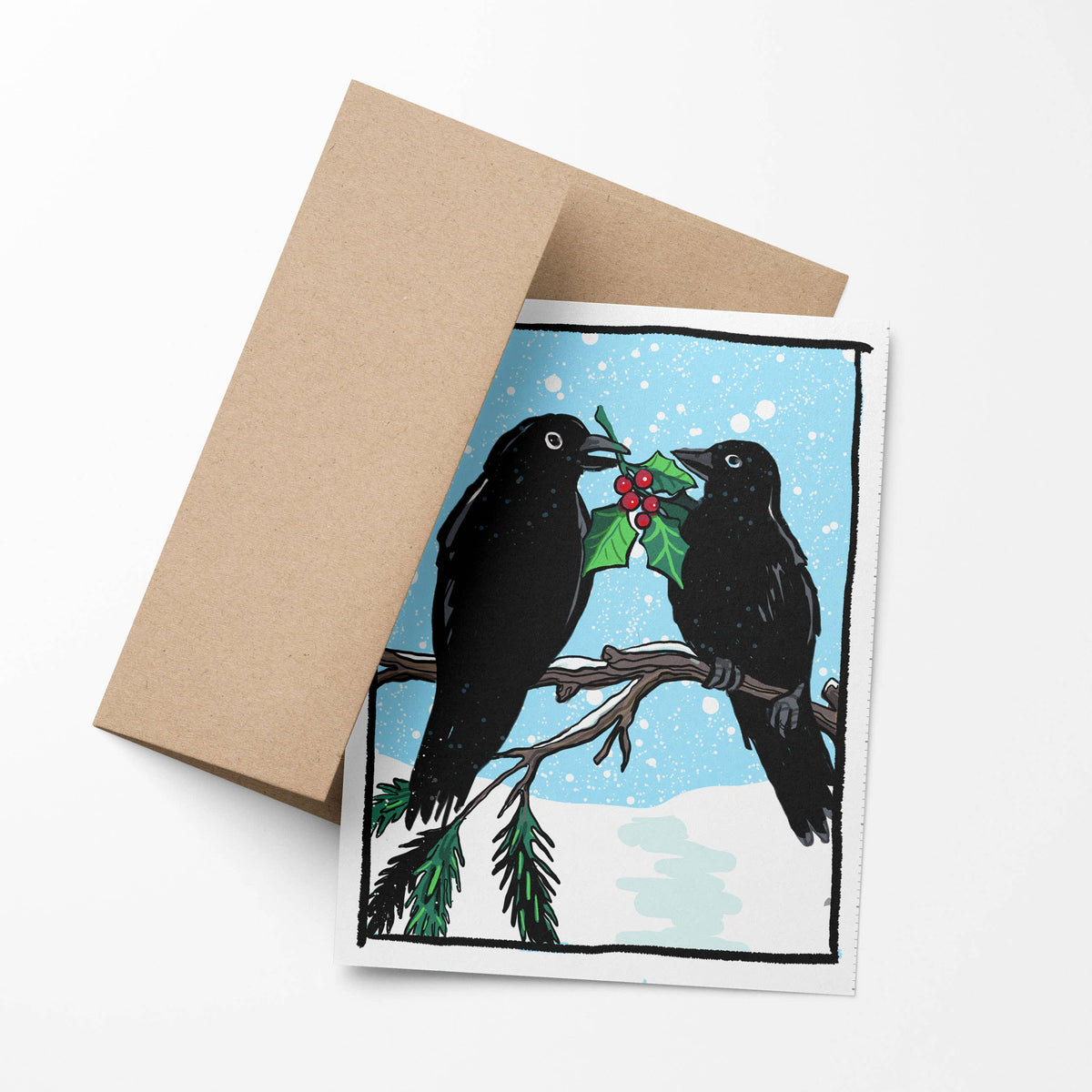 HOLLY JOLLY CORVIDS BLANK CHRISTMAS CARD