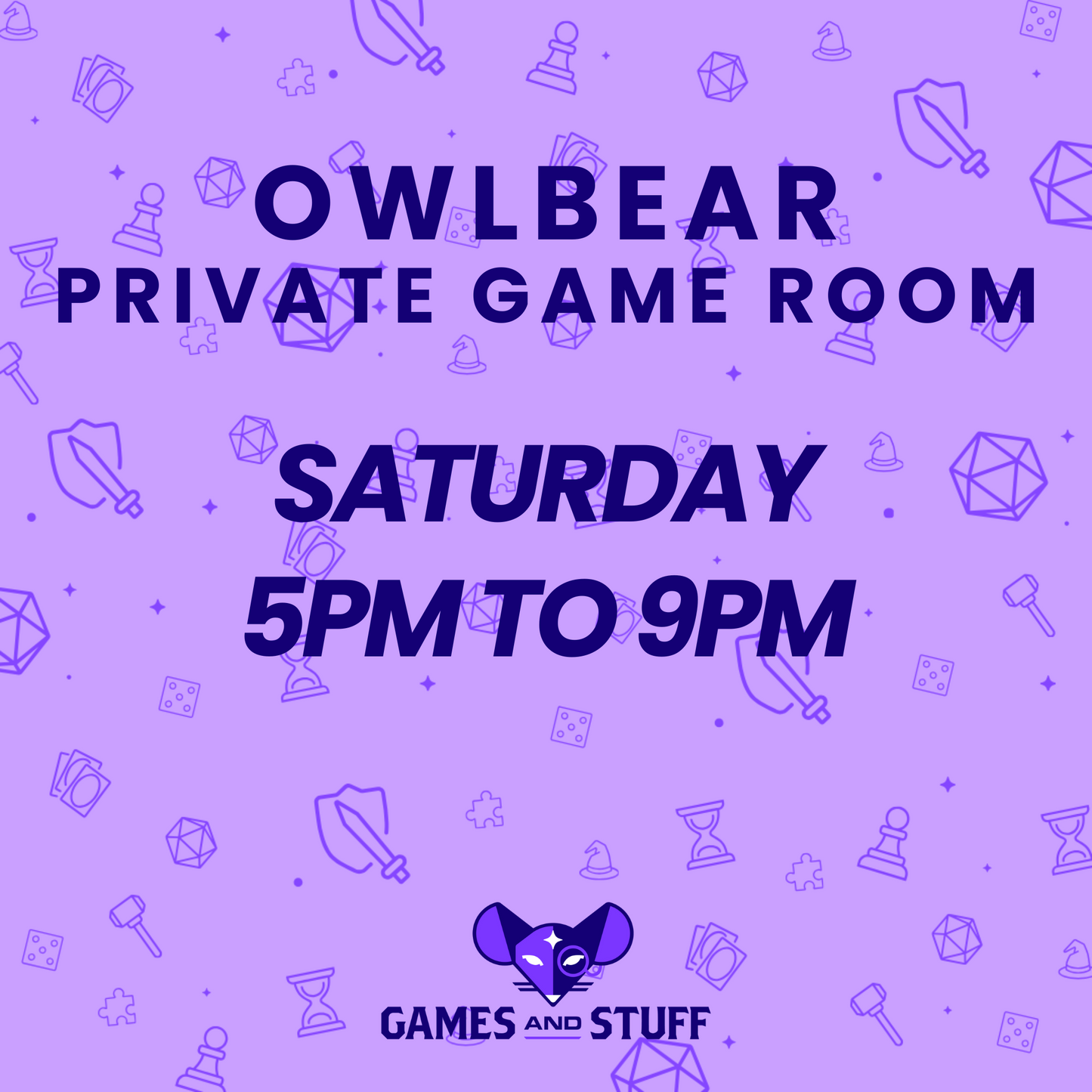 OWLBEAR PRIVATE GAME ROOM - SATURDAY EVENING