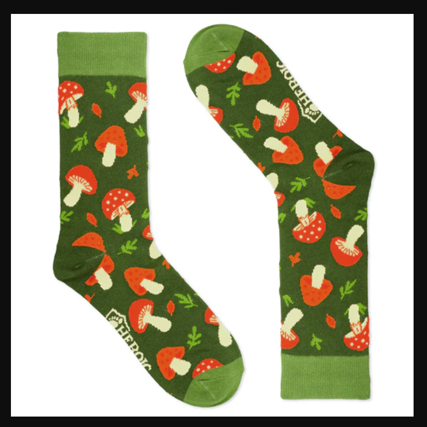 HEROIC FEET MYSTIC MUSHROOMS SOCKS (SIZE 9-12)