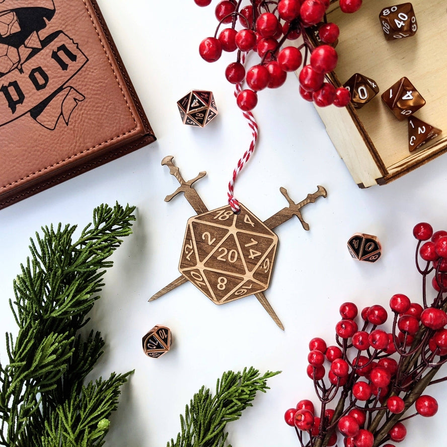 D20 SWORDS D&D HOLIDAY ORNAMENT