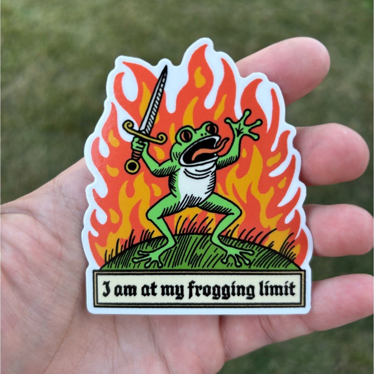 I AM AT MY FROGGING LIMIT STICKER