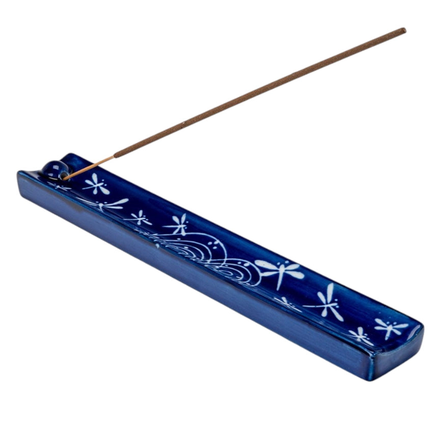 HAND PAINTED CERAMIC DRAGONFLY INCENSE HOLDER