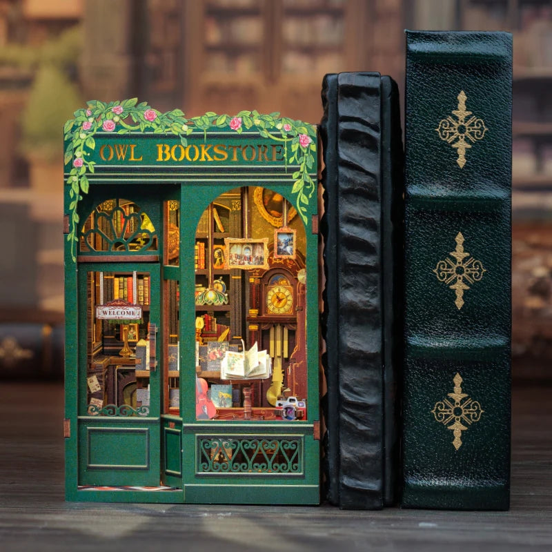 OWL BOOKSTORE 3-D WOODEN MINIATURE BOOK NOOK KIT