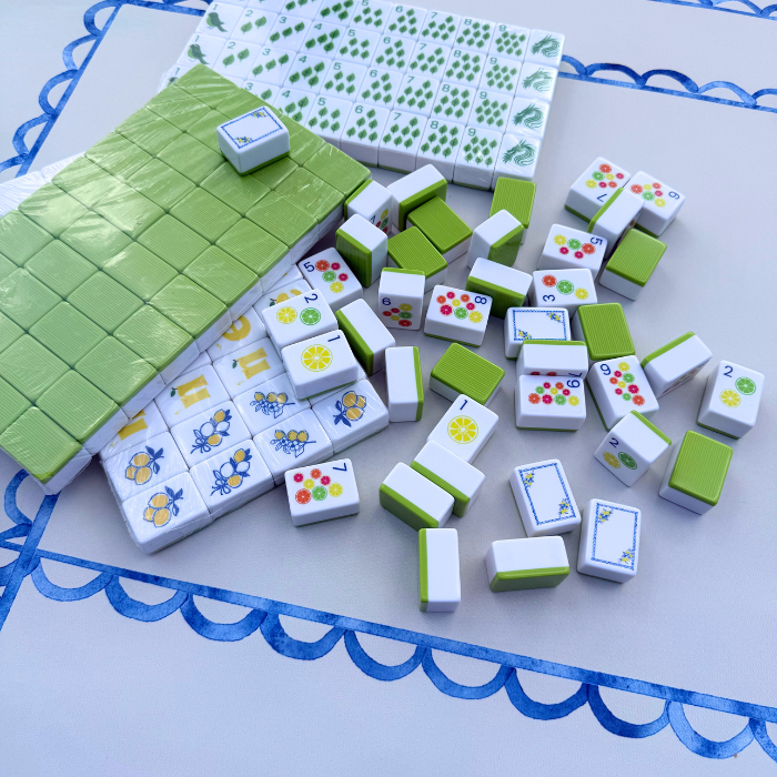 AMERICAN MAHJONG TILE SET: LEMON LIME GREEN BLACK