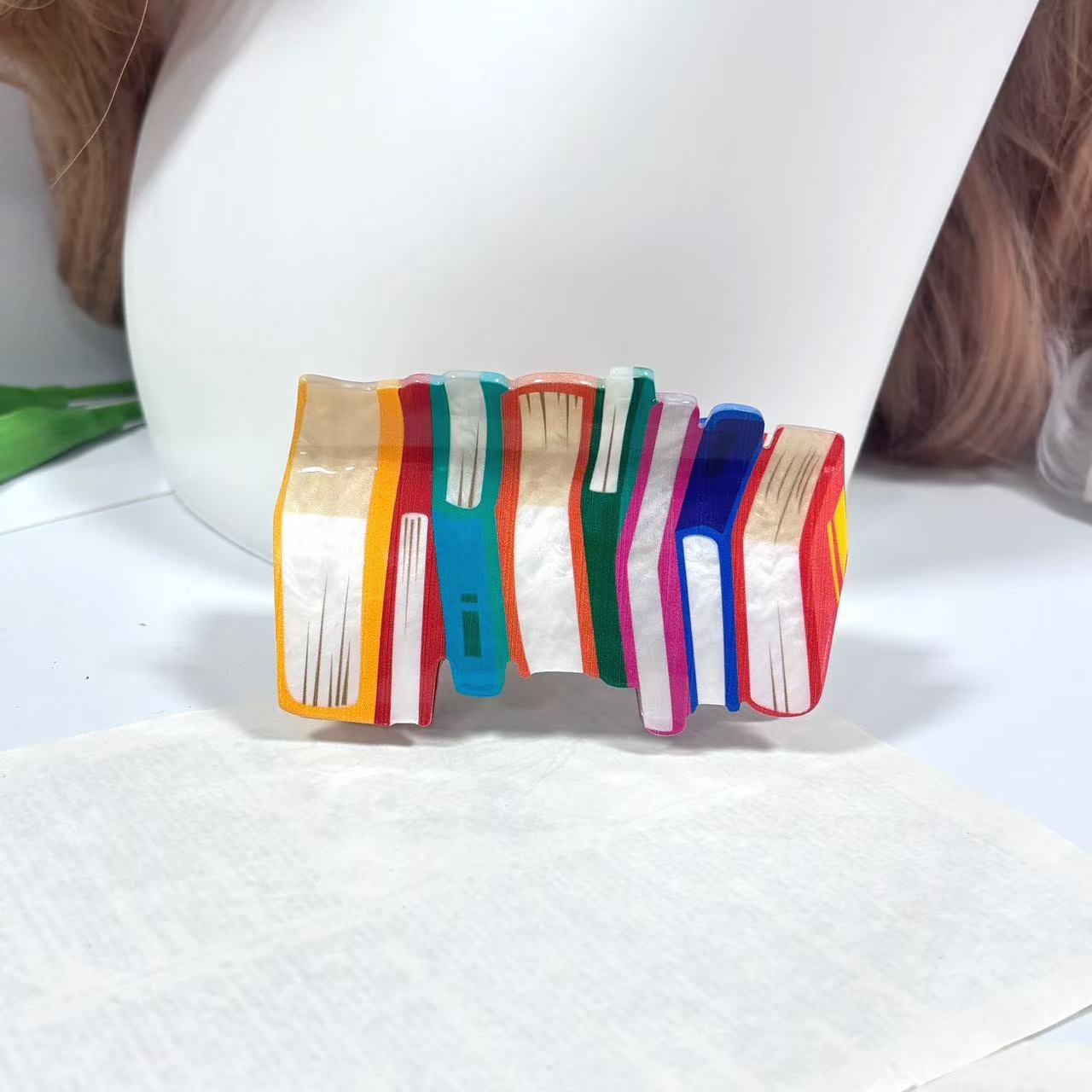 COLORFUL BOOKS HAIR CLIP