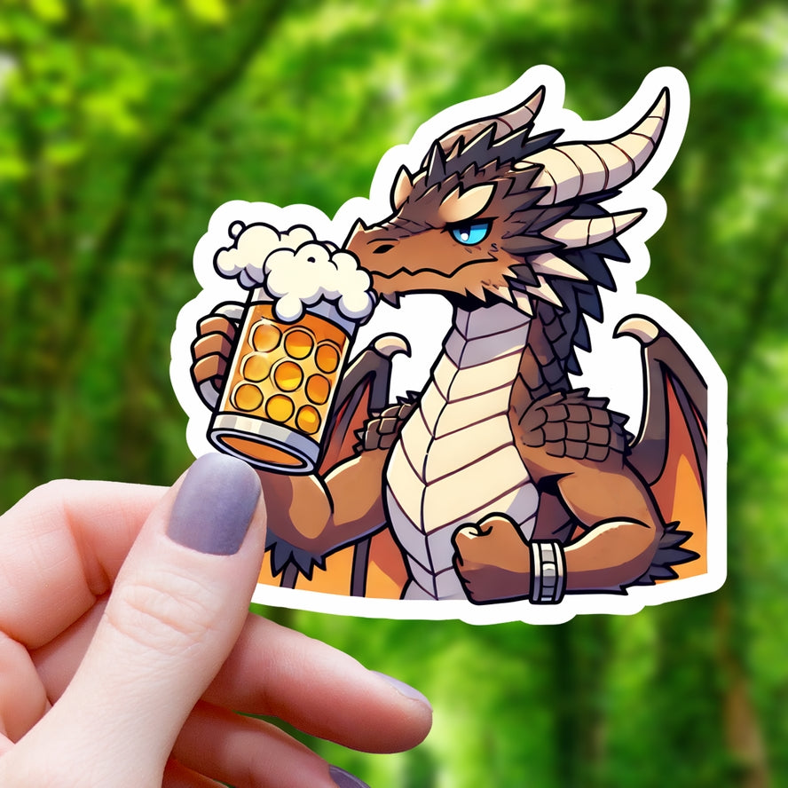 BEER DRINKING DRAGON STICKER