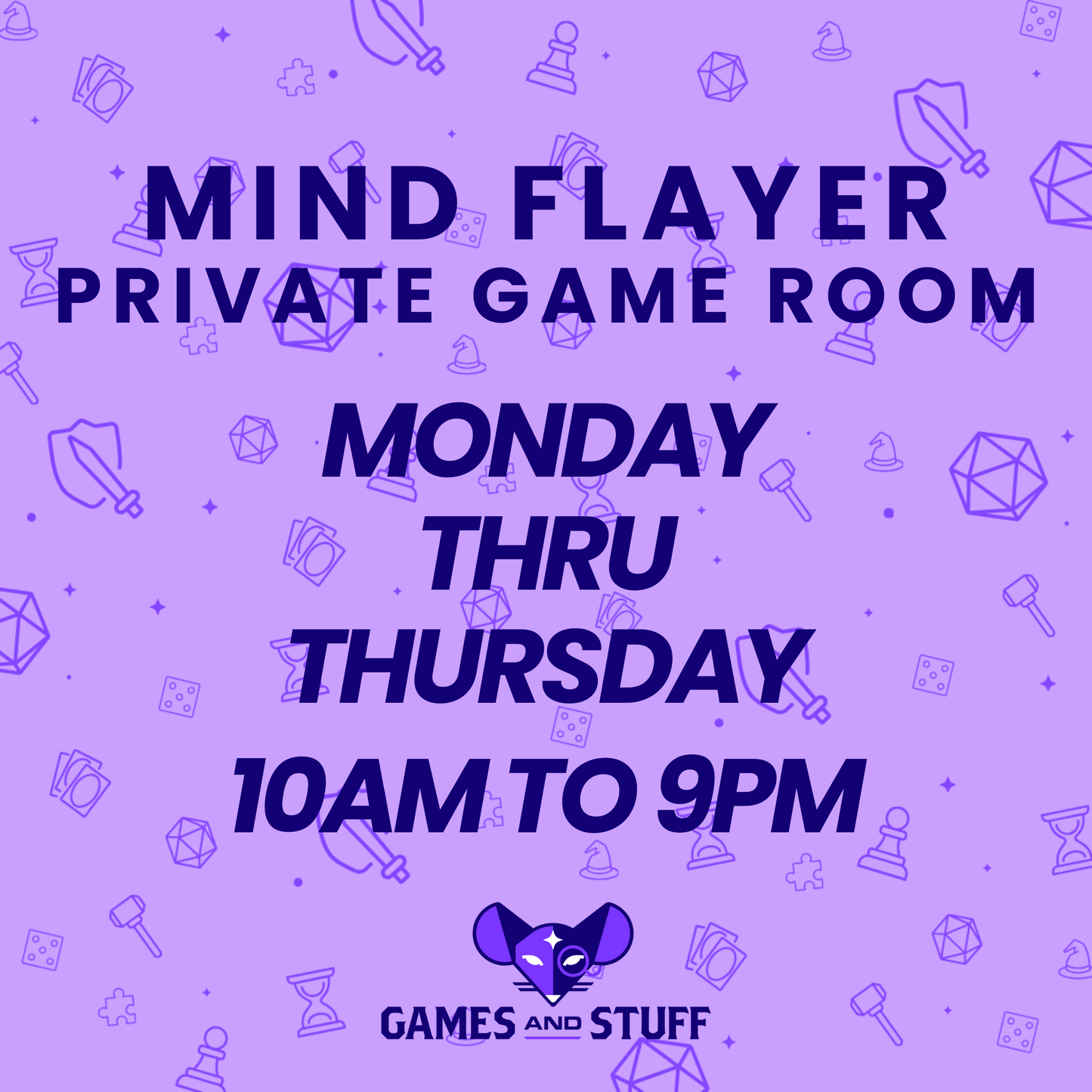 MIND FLAYER PRIVATE GAME ROOM - MONDAY THRU THURSDAY FULL DAY