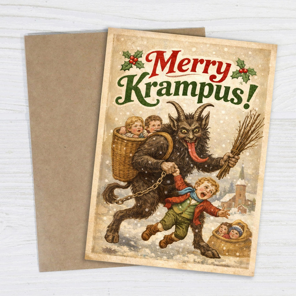 MERRY KRAMPUS CHRISTMAS CARD