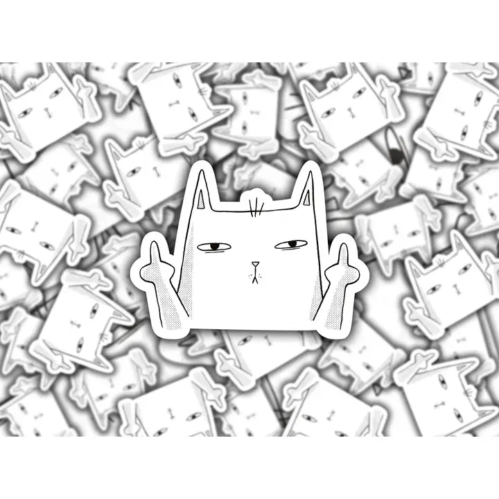 CAT FLIPPING THE BIRD STICKER