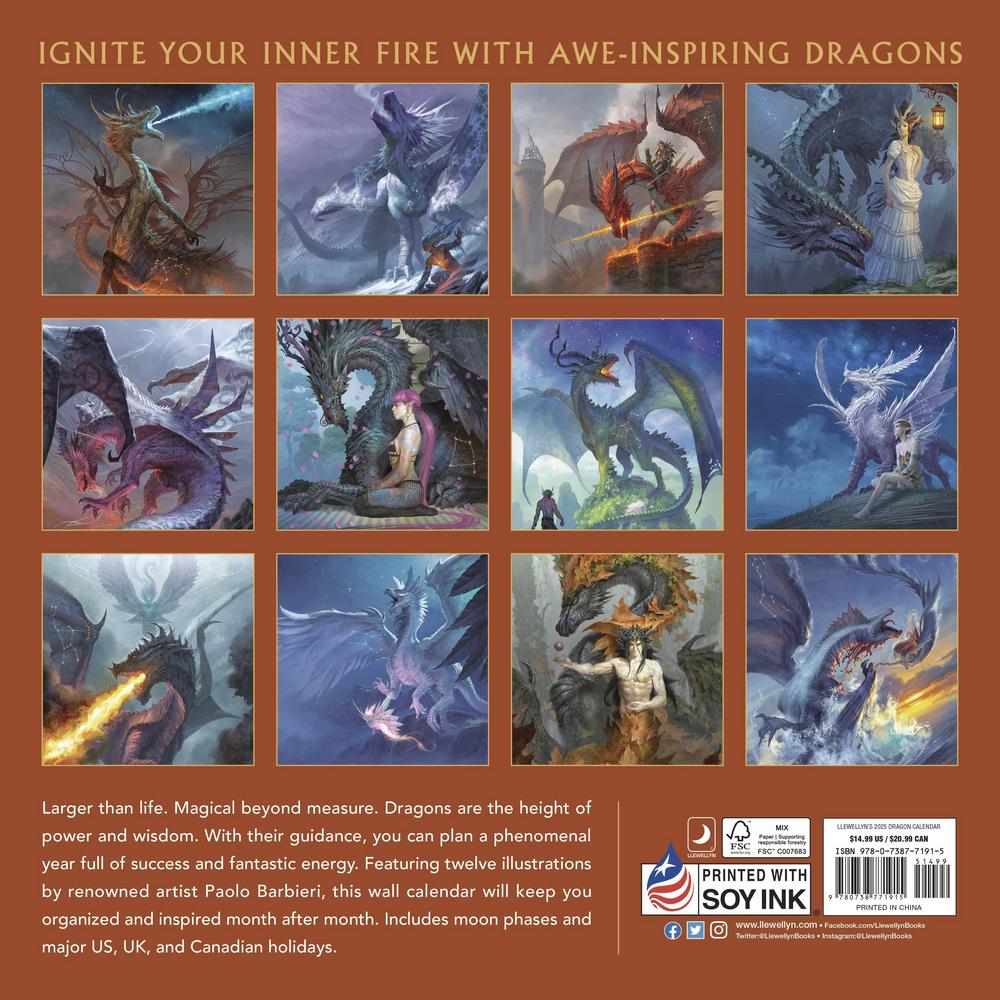 LLEWELLYN'S DRAGON CALENDAR 2025