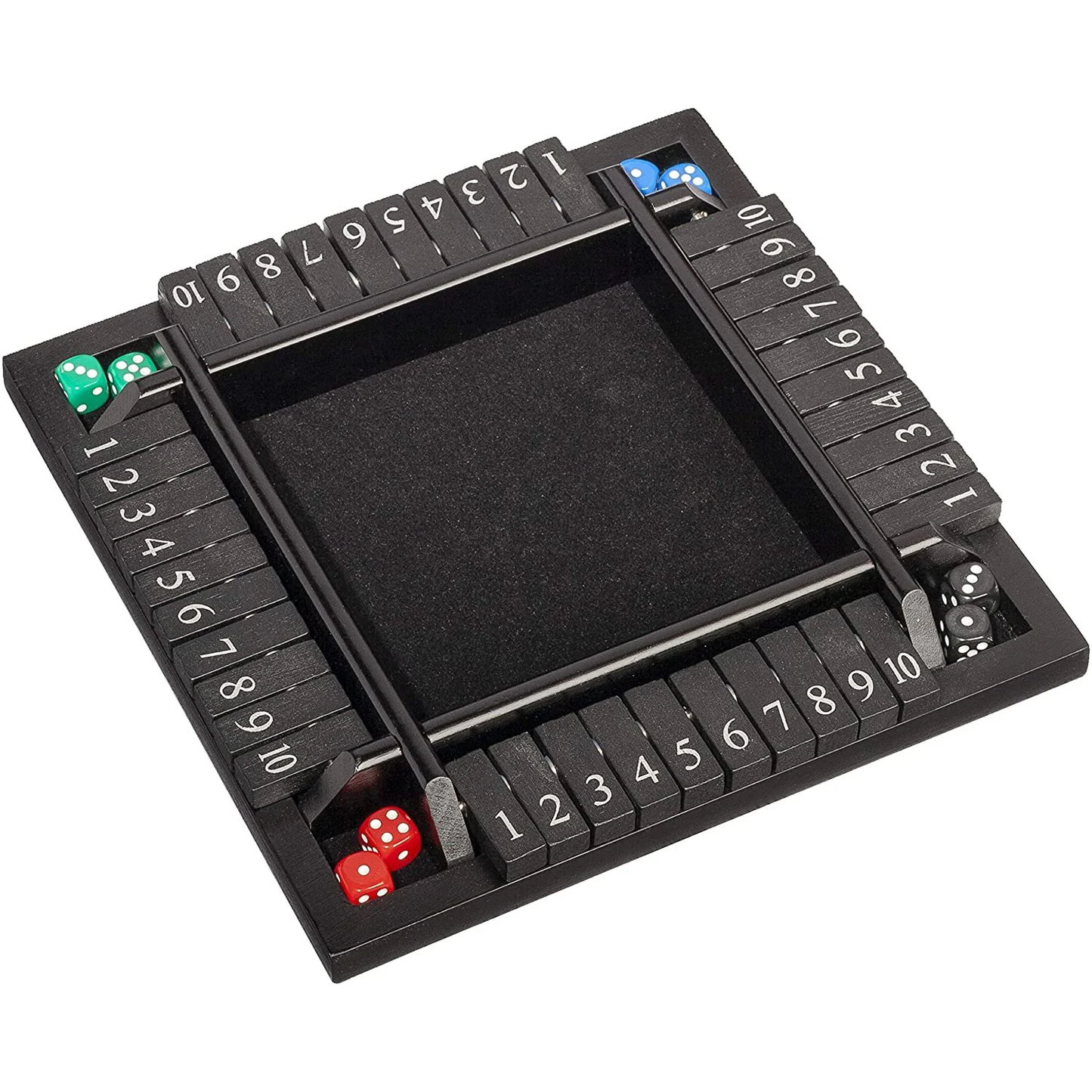 4 PLAYER TRAVEL SHUT THE BOX 8" - BLACK STAINED