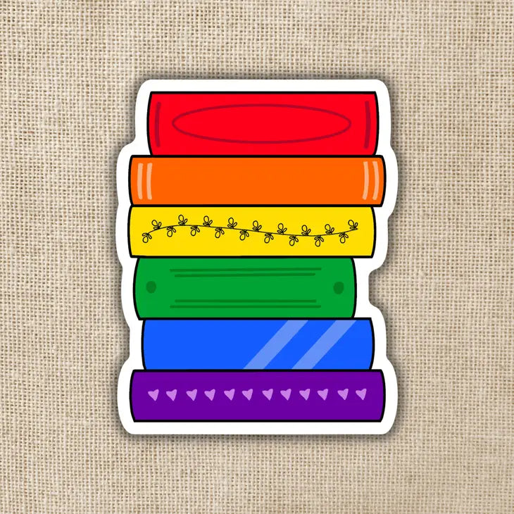 GAY PRIDE BOOK STACK STICKER