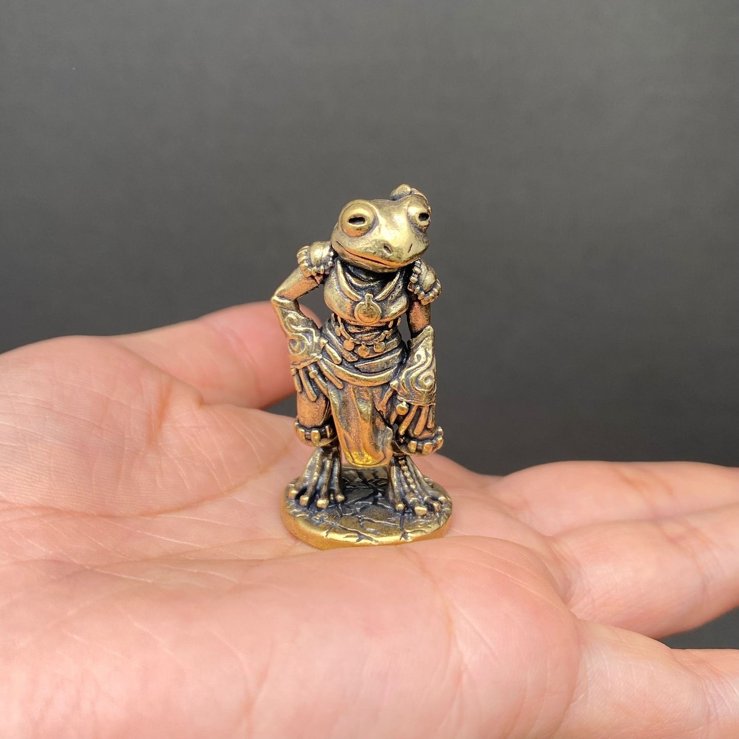 MINIATURE BRASS FROG WARRIOR