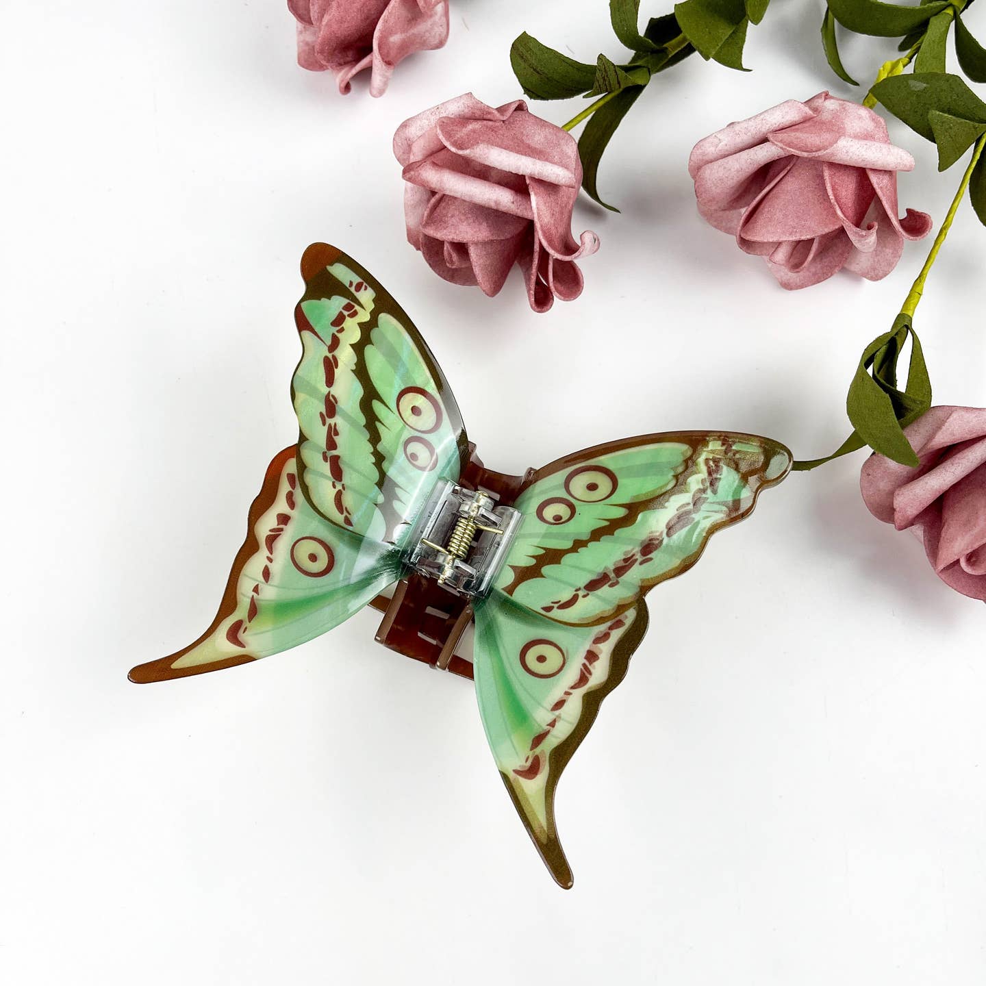 ELEGANT GREEN BUTTERFLY HAIR CLAW CLIP