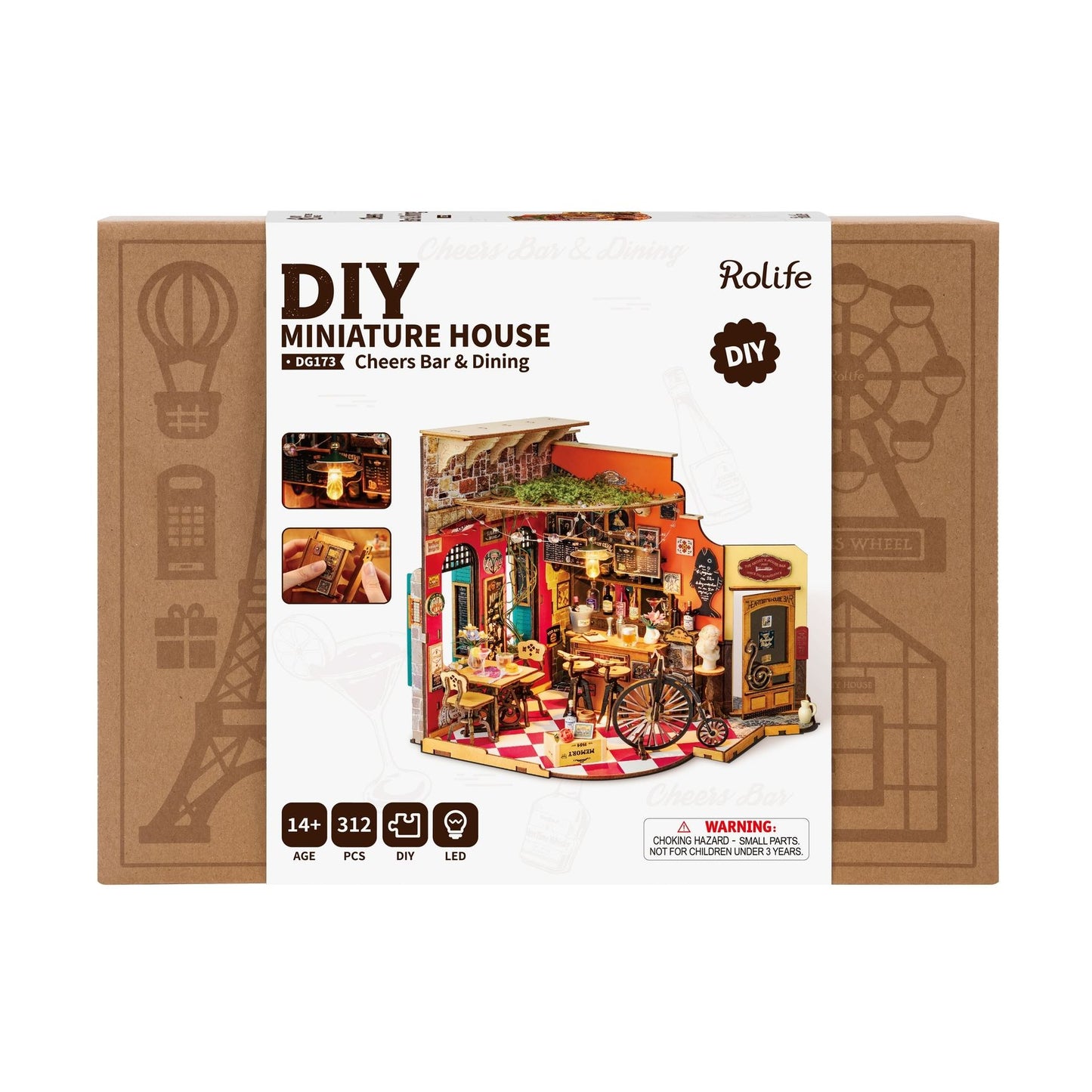 CHEERS BAR AND DINING 3-D WOODEN MINIATURE KIT
