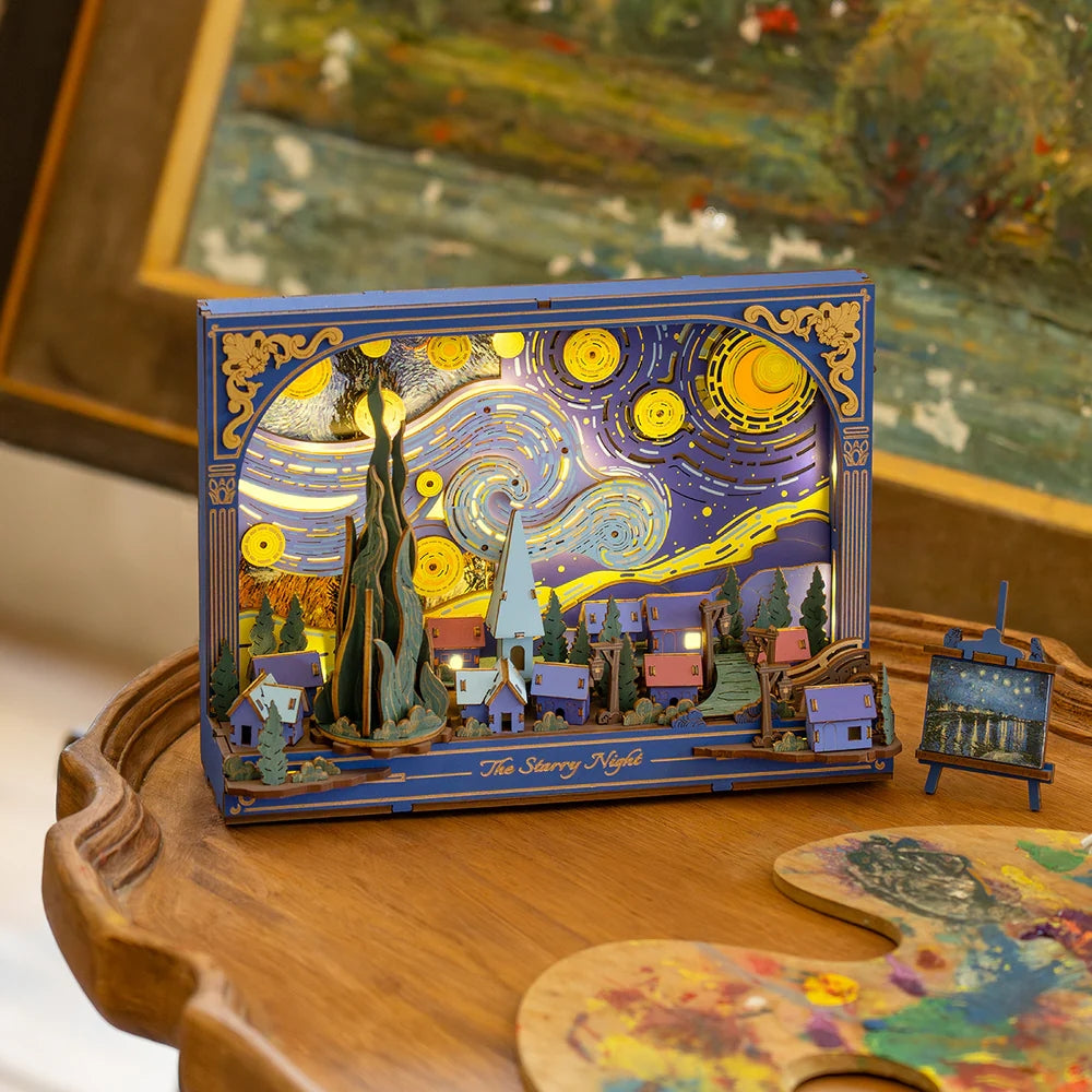 STARRY NIGHT WALL ART 3-D WOODEN PUZZLE KIT