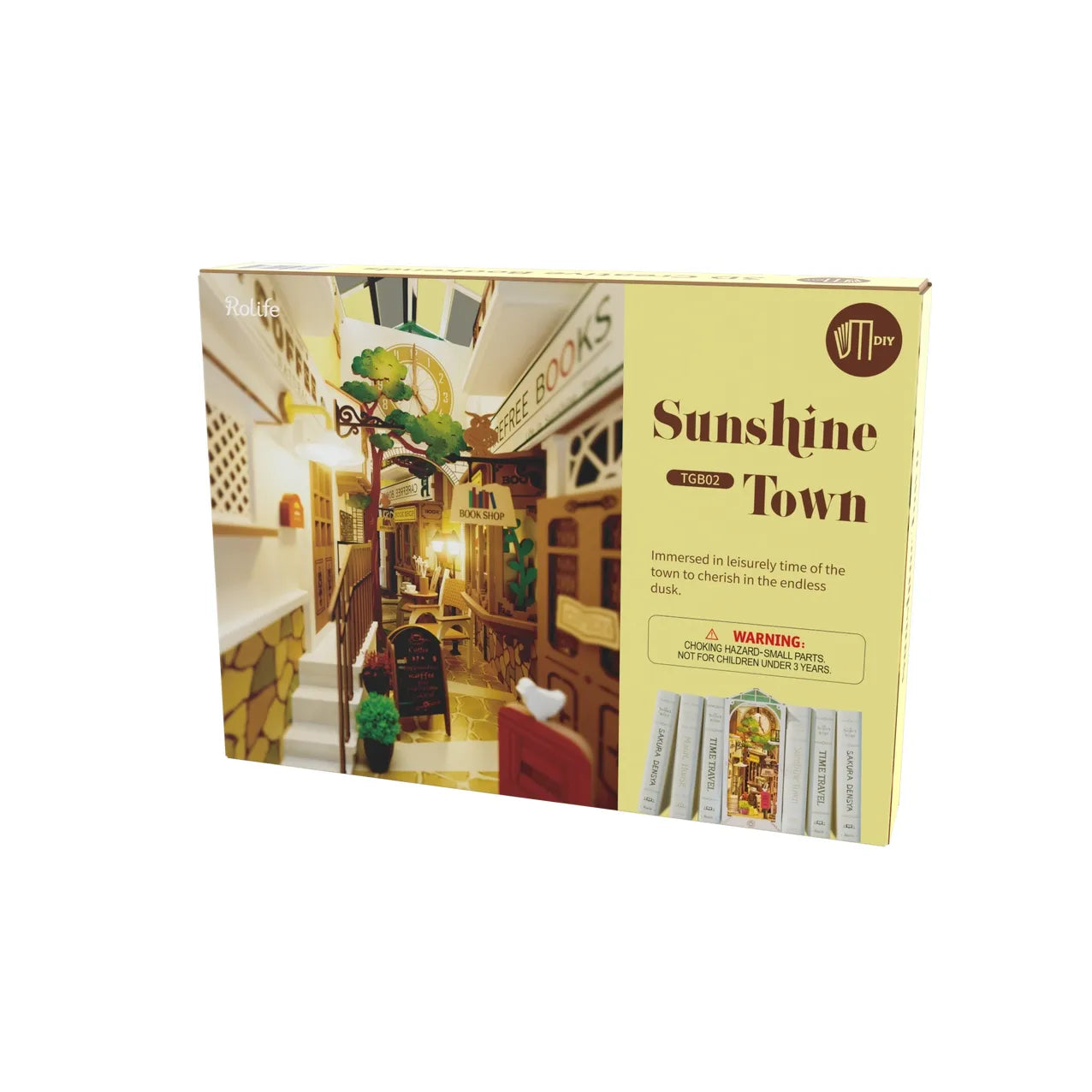 SUNSHINE TOWN 3-D WOODEN MINIATURE BOOKNOOK KIT