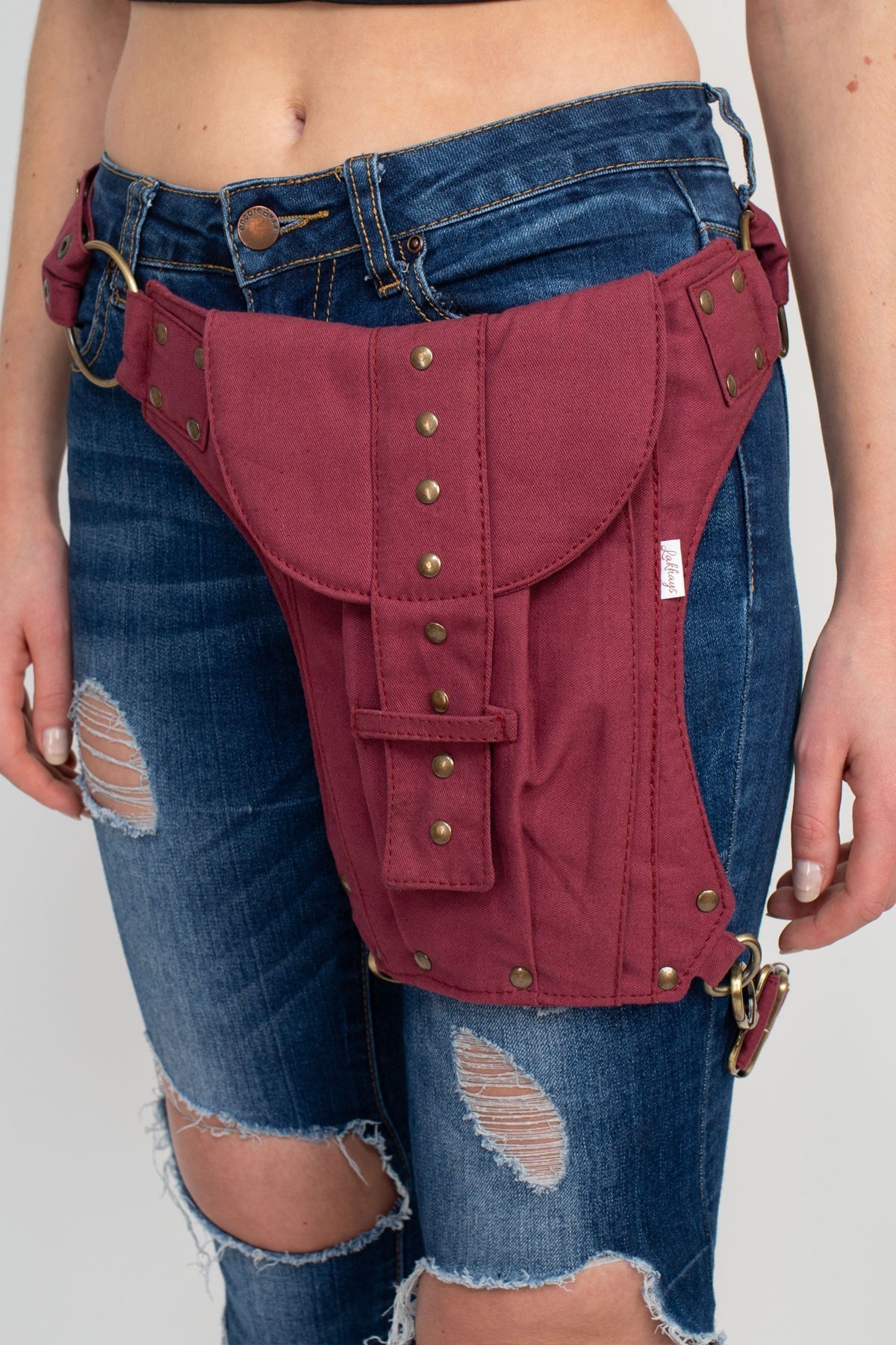 STUDDED CANVAS BELT BAG
