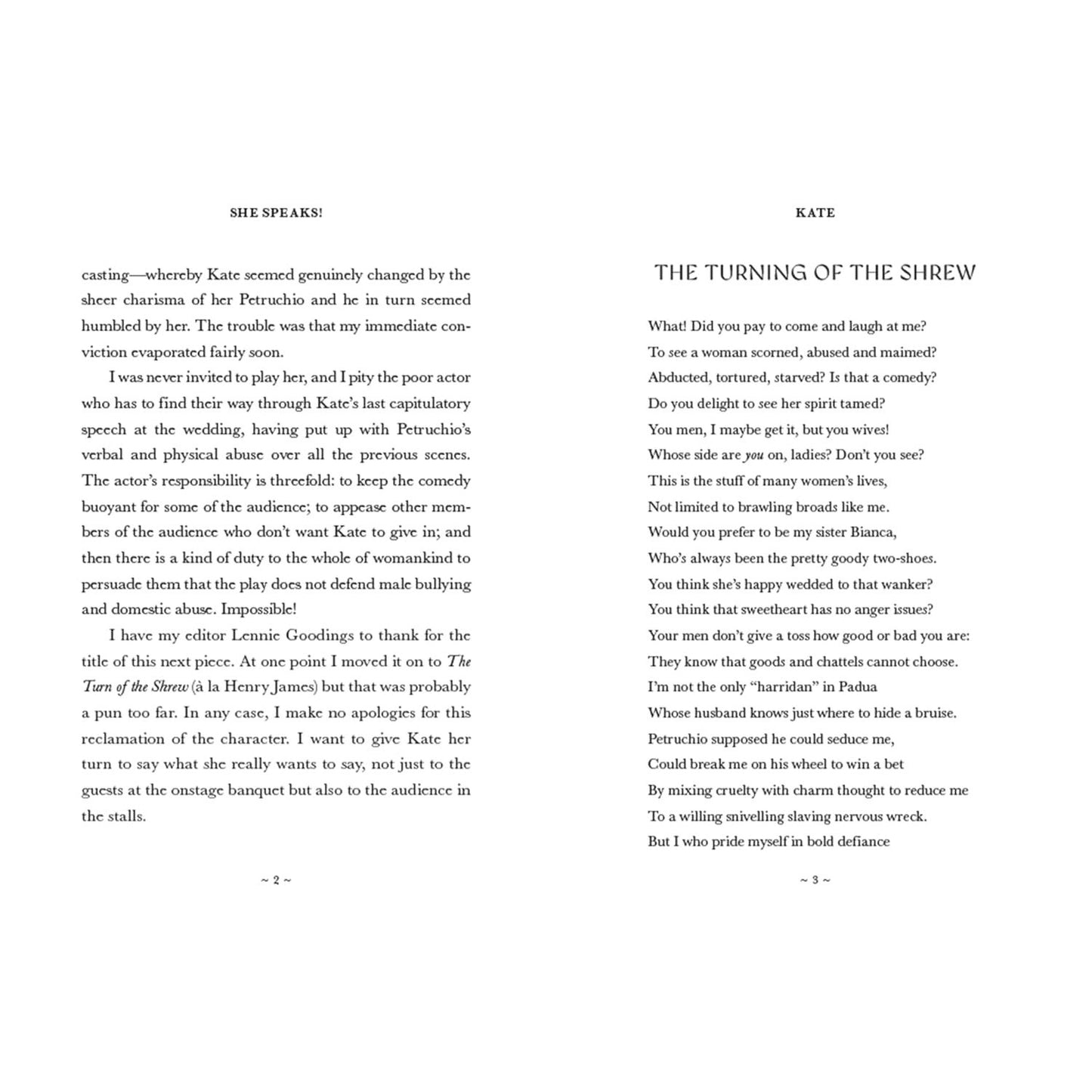 SHE SPEAKS! WHAT SHAKESPEARE'S WOMEN MIGHT HAVE SAID BY HARRIET WALTER