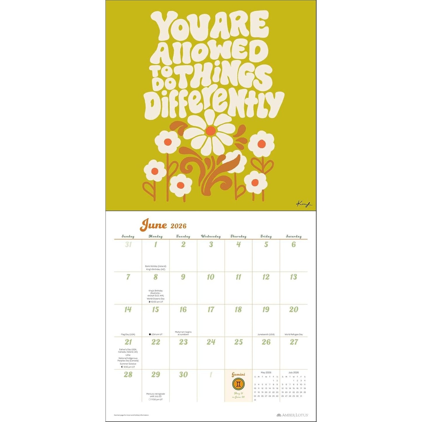 FUNKY DAZE BY KIRA CYAN 2026 WALL CALENDAR
