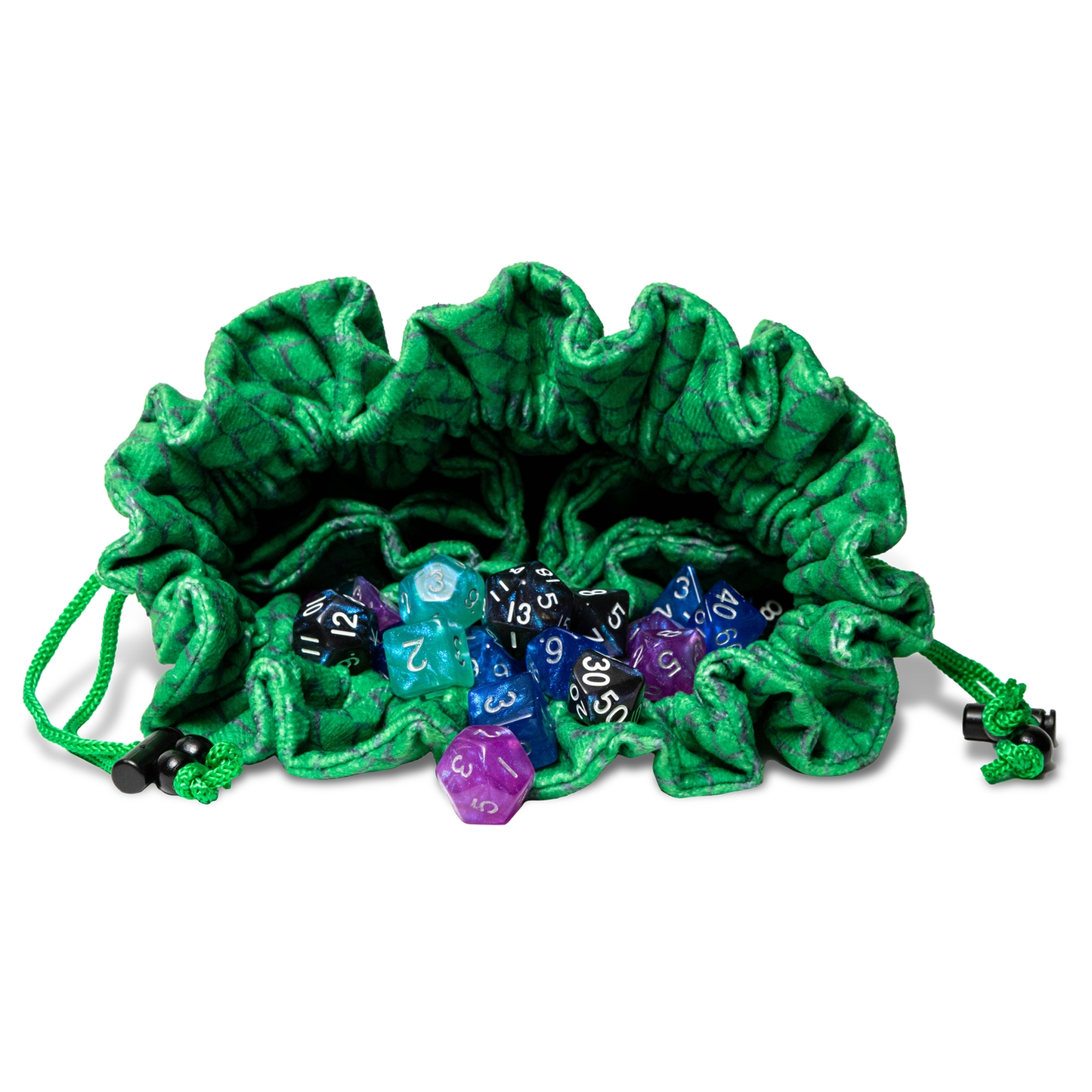 VELVET DICE BAG: DRAGONSTORM GREEN