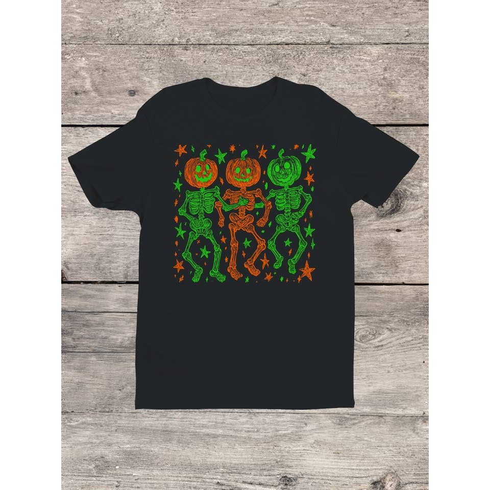 PUMPKIN SKELETON DANCE PARTY T-SHIRT