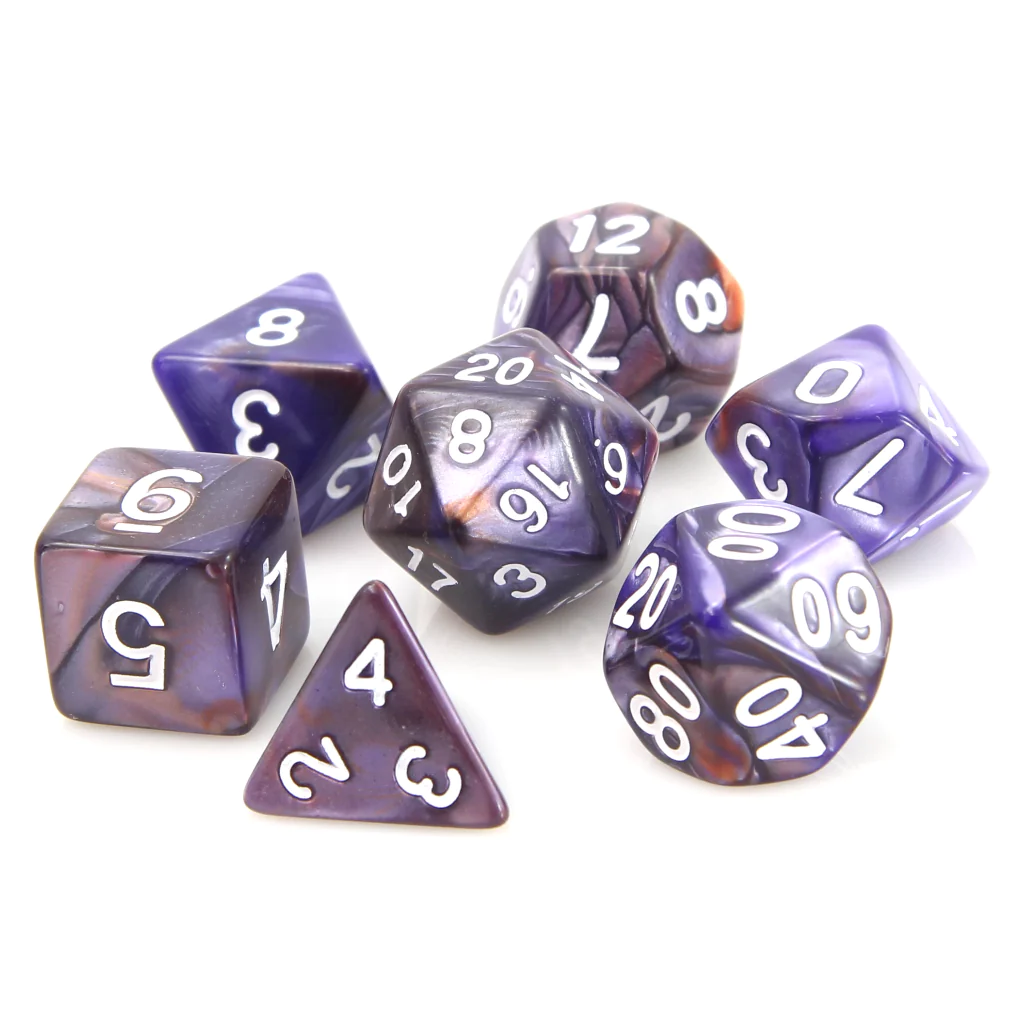 COPPER & PURPLE ALLOY 7 DICE RPG SET