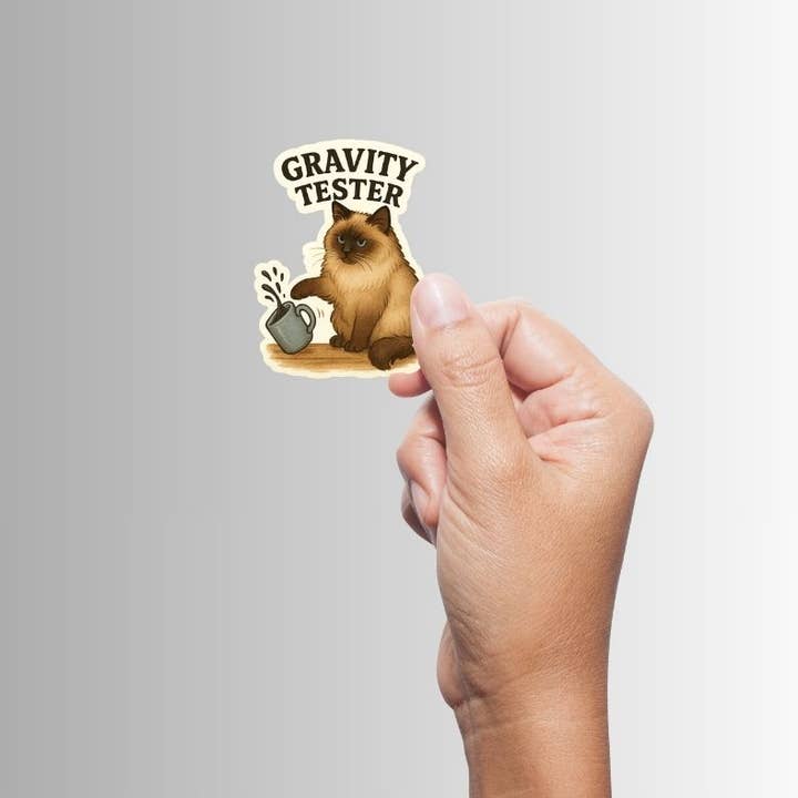 GRAVITY TESTER SIAMESE CAT STICKER