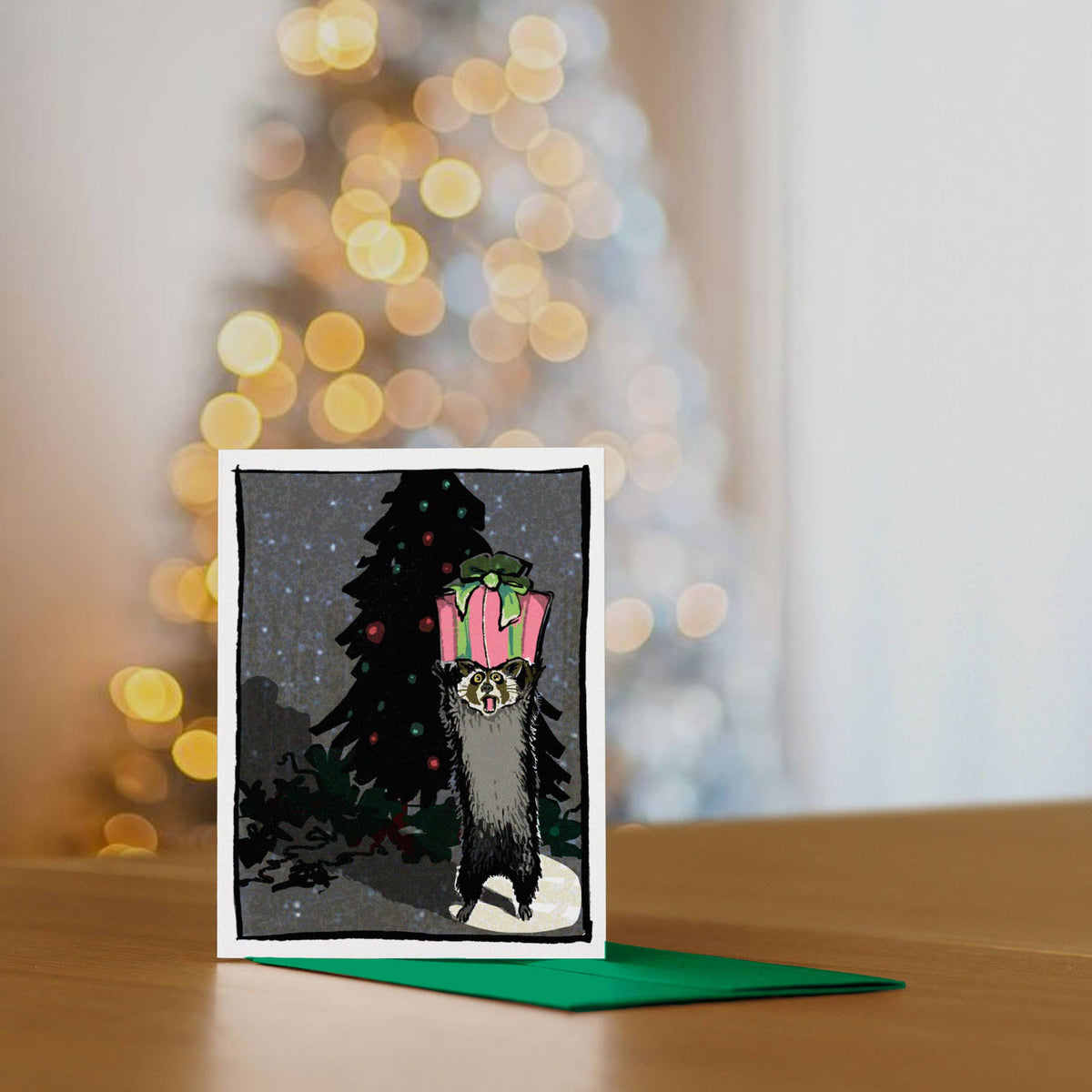 SEASONS THIEVING RACCOON BLANK NOTECARD