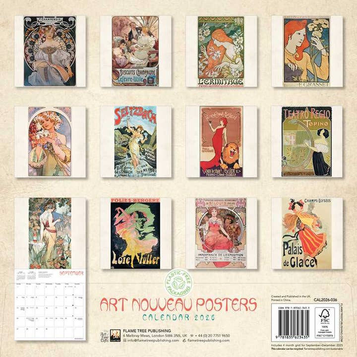 ART NOUVEAU POSTERS 2026 WALL CALENDAR