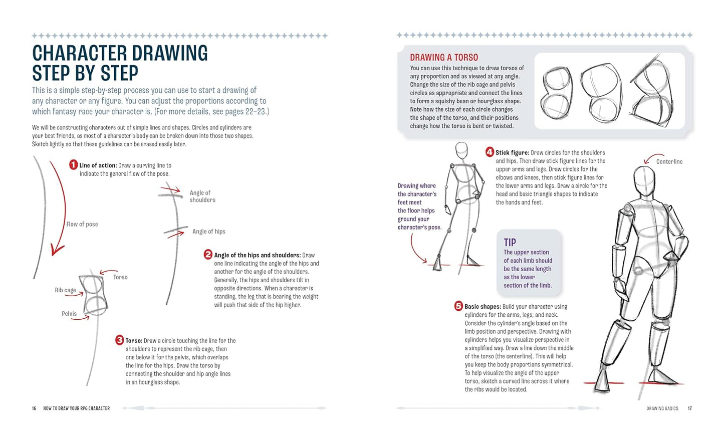 HOW TO DRAW YOUR RPG CHARACTER: A STEP-BY-STEP GUIDE TO BRINGING FANTASY CHARACTERS TO LIFE – HOW TO DRAW ELVES, GNOMES, DWARVES, DRAGONBORN, ... WIZARDS, DRUIDS, BARBARIANS, BARDS, AND MORE BY CHRISSA BARTON