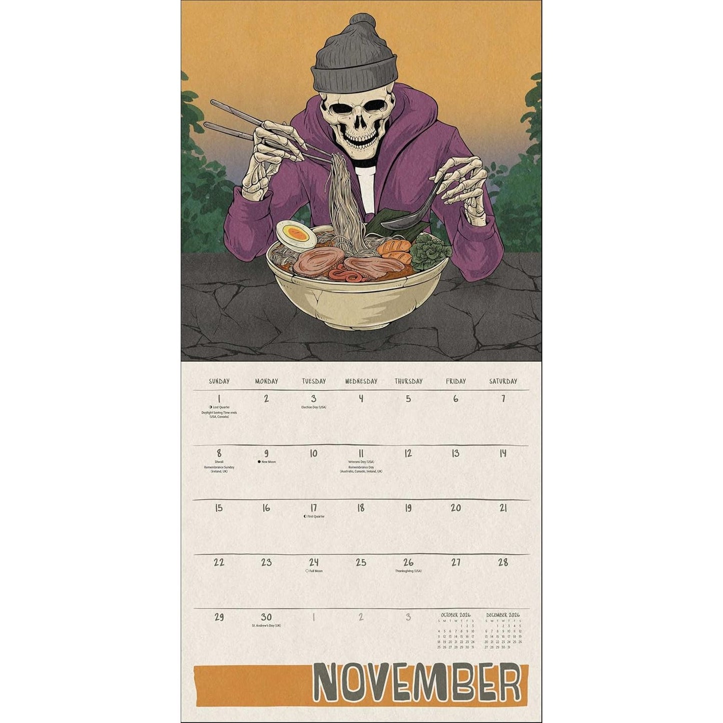 DEATH TAKES A HOLIDAY WALL CALENDAR 2026