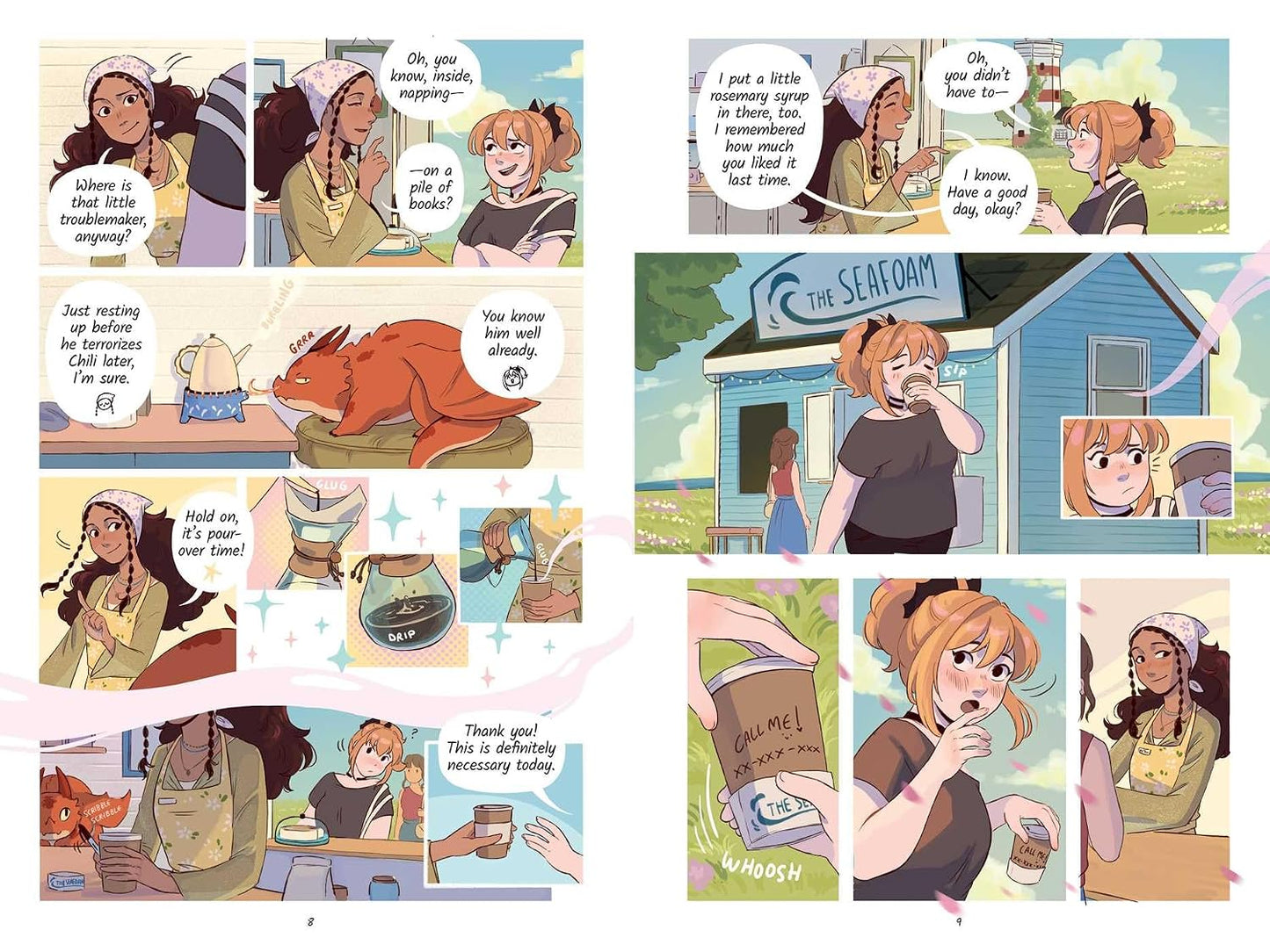 BOOKS, ICED COFFEE & A SIDE OF DRAGONS: A GRAPHIC NOVEL: A SWEET, SAPPHIC SUMMERTIME ROMANCE BY AMANDA LOVELACE AND RAQUEL TRAVE