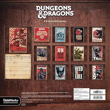 DUNGEONS AND DRAGONS CLASSIC 2026 WALL CALENDAR