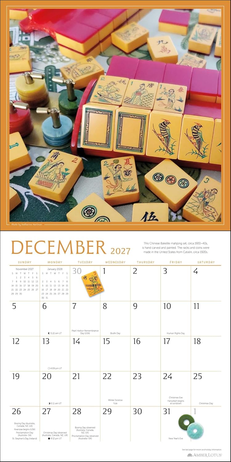 ART OF MAHJONG 2O27 WALL CALENDAR BY KATHERINE HARTMAN
