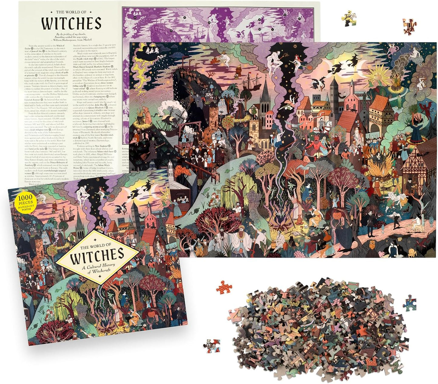 THE WORLD OF WITCHES: A CULTURAL HISTORY OF WITCHCRAFT IN A 1000-PIECE JIGSAW PUZZLE BY DR. LAURA KOUNINE AND ELEANOR TAYLOR