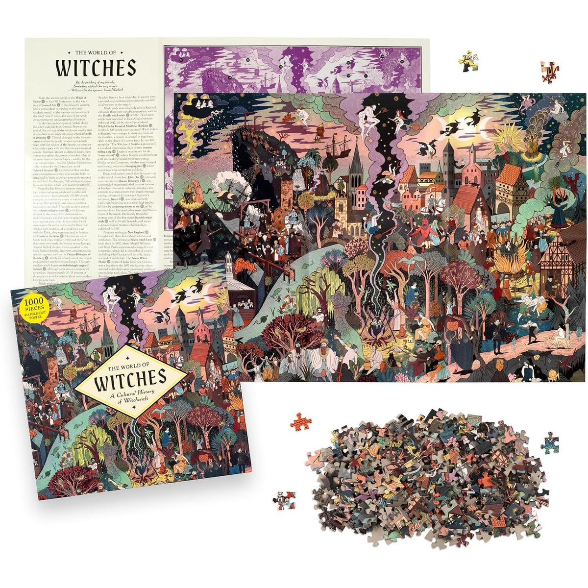 THE WORLD OF WITCHES: A CULTURAL HISTORY OF WITCHCRAFT IN A 1000-PIECE JIGSAW PUZZLE BY DR. LAURA KOUNINE AND ELEANOR TAYLOR