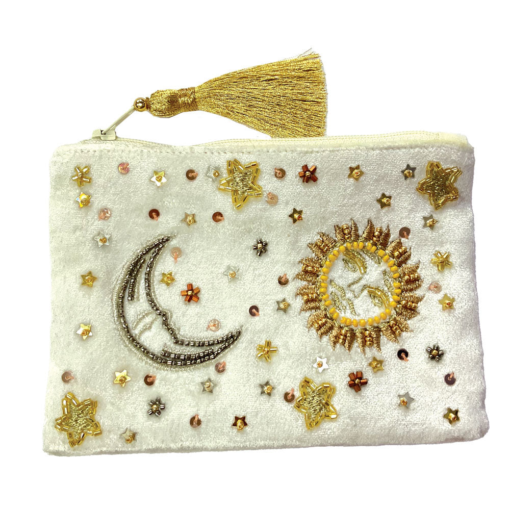CELESTIAL BEADED VELVET POUCH