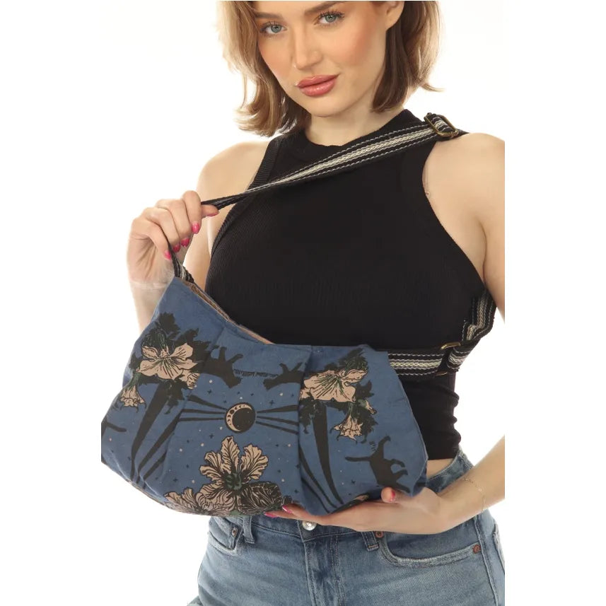 MOONFLOWER CATS CANVAS PURSE