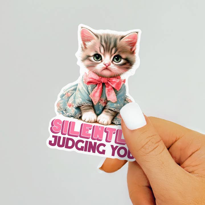SILENTLY JUDGING YOU CAT STICKER