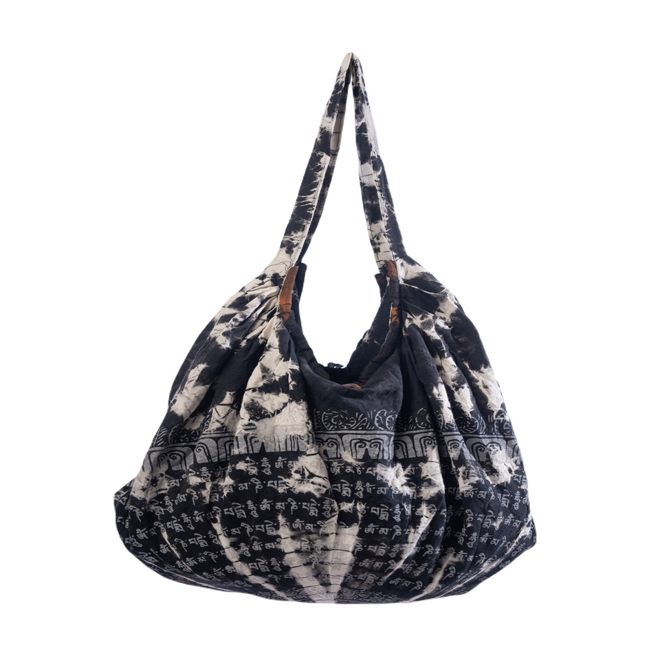 BLACK COTTON FOLDABLE DUFFLE BAG