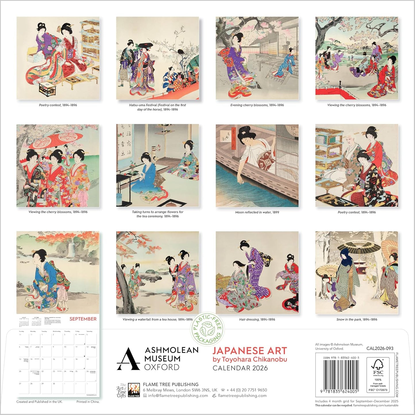 JAPANESE ART BY TOYOHARA CHIKANOBO WALL CALENDAR 2026