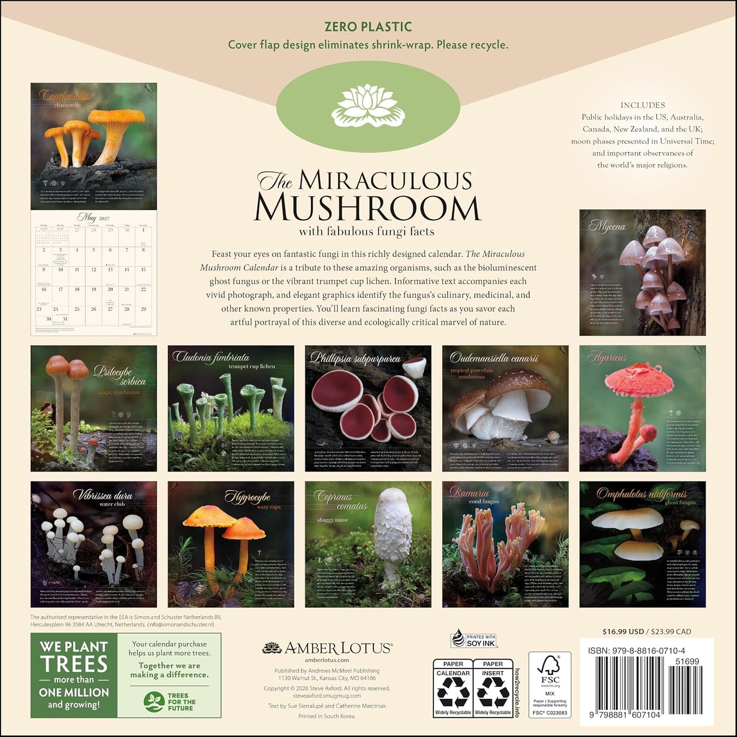 THE MIRACULOUS MUSHROOM 2027 WALL CALENDAR WITH FABULOUS FUNGI FACTS BY STEPHEN AXFORD