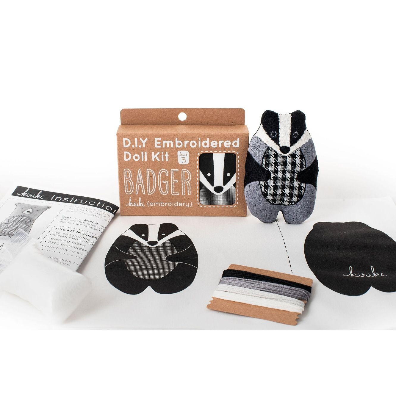 D.I.Y. BADGER EMBROIDERED DOLL KIT